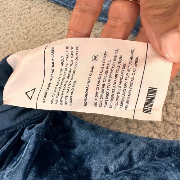 Reformation Velvet Avalon Bodysuit Womens XS Criss Cross Teal Blue - Picture 9 of 16